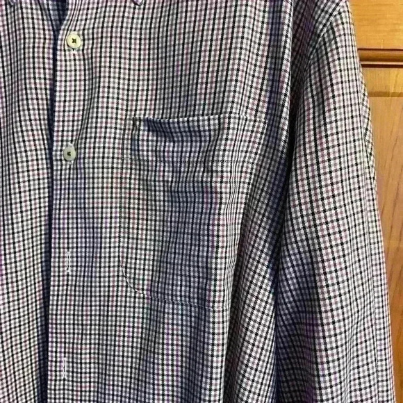 Peter Millar purple, black and white plaid button down long sleeve. Size XL - Picture 3 of 7